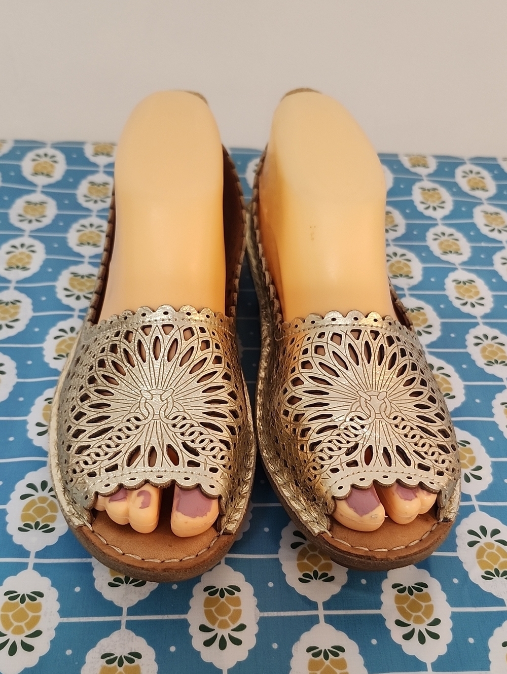 Spring Step Peep Toe Brandal Slip On Sandal Flats  sz 39 Leather Turkey
